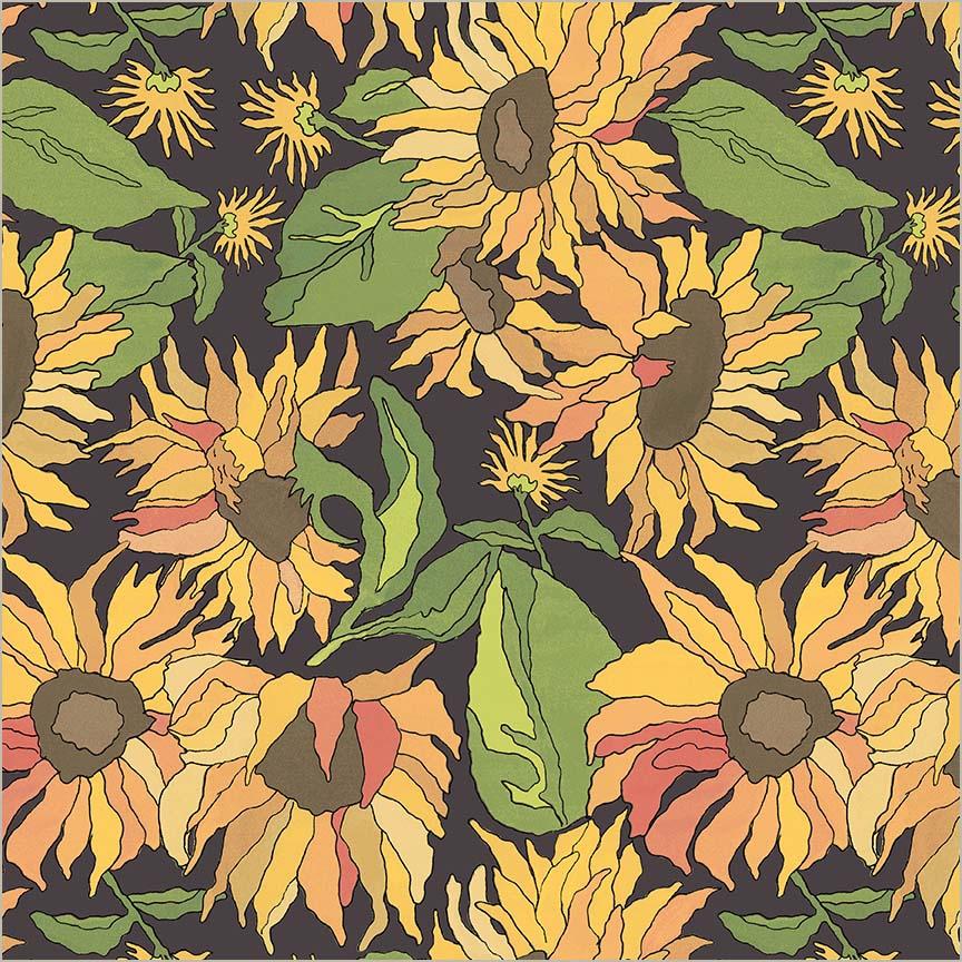Flowers_On_Main-Big_Yellows_Charcoal_54891-3_Cotton_Fabric