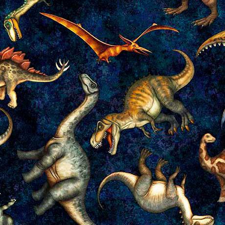 Savage_Kingdom-Tossed_Dinosaurs_Dk_Navy_2600-31734-N_Cotton_Fabric