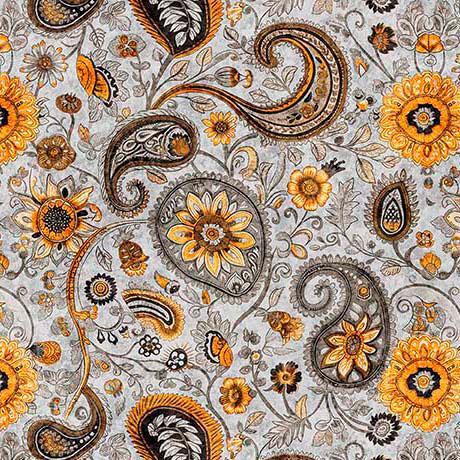 Sunflower_Serenade-Sunflower_Paisley_Gray_2600-31806-K_Cotton_Fabric