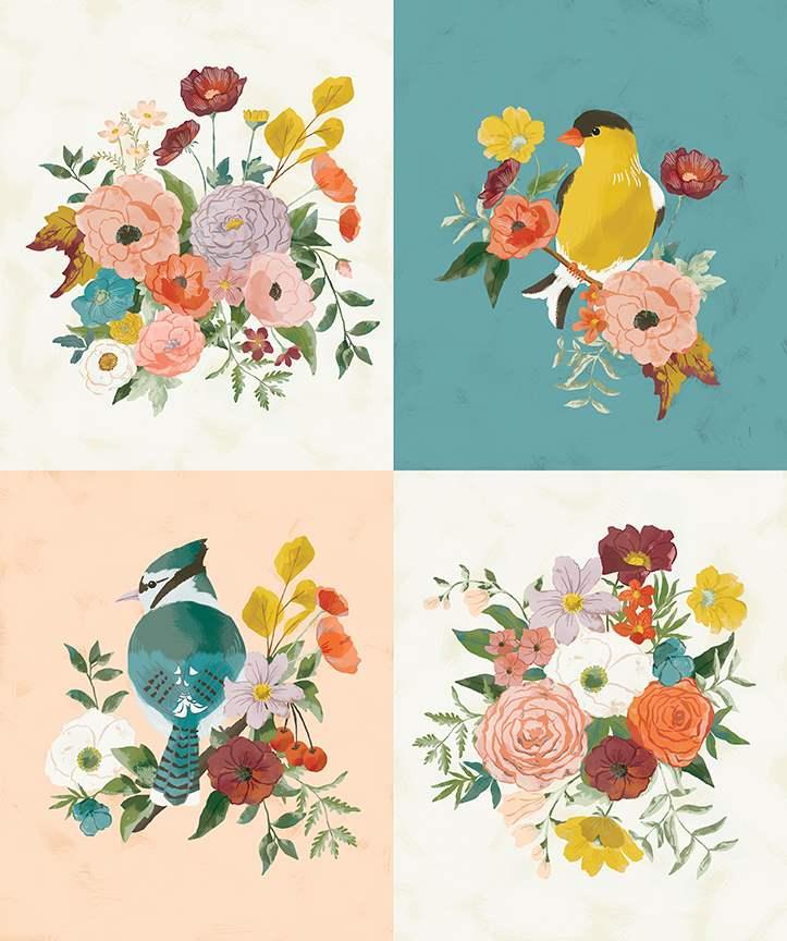 Winged_Medley-36_Birds_Bouquet_Panel_P15918-PANEL_Cotton_Fabric